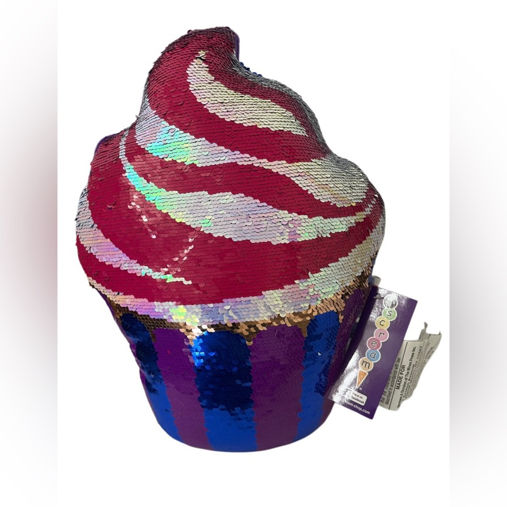 🧁NEW Cupcake Reversible Sequin Plush Pillow